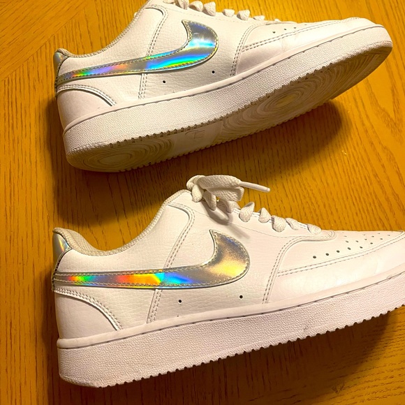 Nike Shoes - Womens Air Force 1, white, leather, chrome swish. Worn for a show.